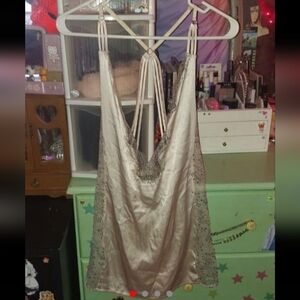 Pearl colored silk / satin teddy